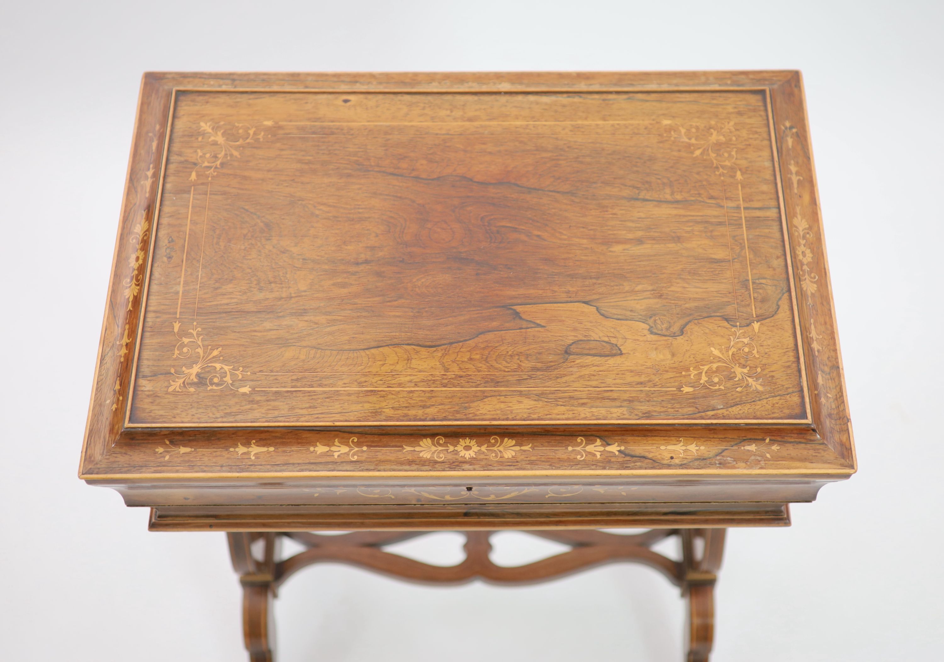 A 19th century French rosewood and sycamore lined lady's dressing table, c.1830, by Alphonse Giroux, Paris, W.60cm D.40cm H.80cm